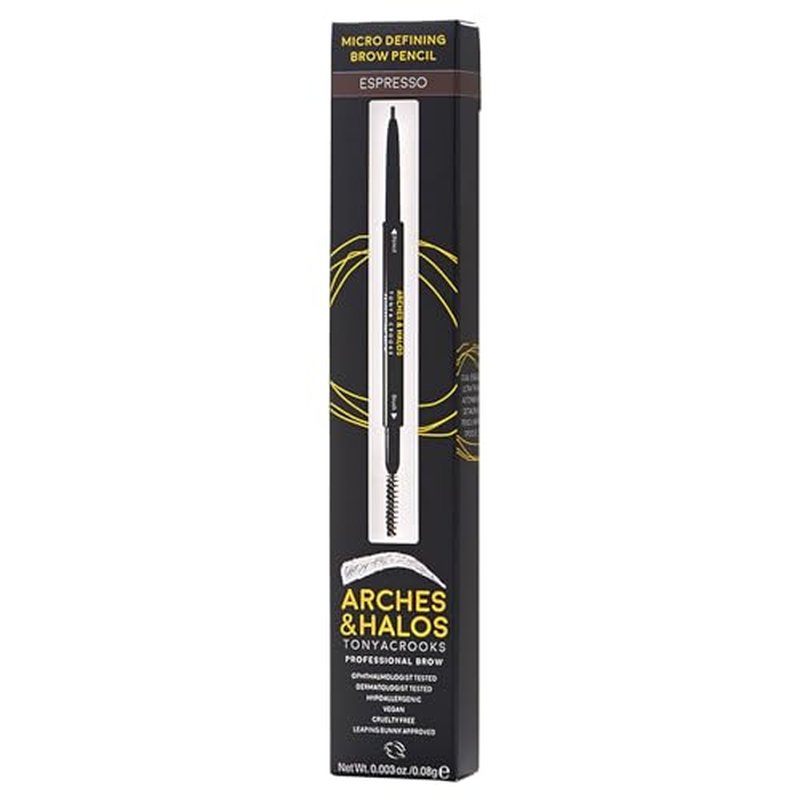 Arches & Halos Micro Defining Brow Pencil - For a Fuller and More Defined Brow, Rich Color - Dual Ended Pencil with Brush - Vegan and Cruelty Free Makeup - Espresso, 0.003 oz