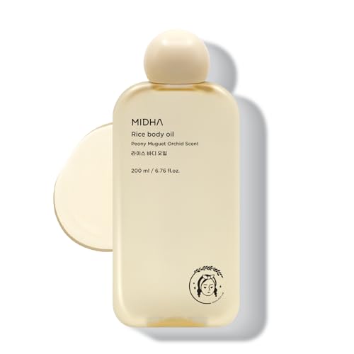 MIDHA Rice Body Oil with Vitamin E - Nourishing Lightweight Skin Moisturizer, 200ml