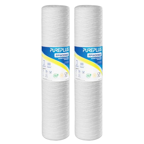 Whole House 5 Micron String Wound Sediment Filter 20x4.5 Inches - 2 Pack