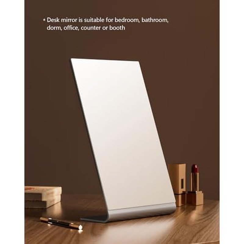 12"x7" Frameless Flat Makeup Mirror, Free Standing Vanity Mirror for Bathroom Countertop, Desk or Jewelry Display, Perfect for Makeup & Shaving