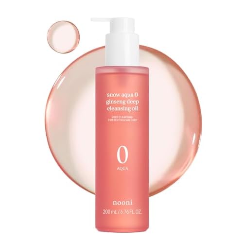 NOONI Korean Cleansing Oil DUO - Snow Aqua 0 LHA Toning Pore Care Korean Facial Oil Cleanser, 6.76 fl.oz + Snow Aqua 0 Ginseng Deep Cleansing Oil, 6.76 fl.oz (200 ml) Bundle