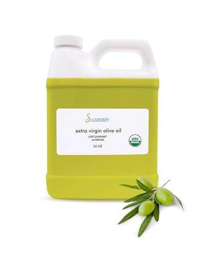Extra Virgin Olive Oil 32 Fl Oz - USDA Organic, Cold-Pressed Carrier Oil for Skin Hair & Soap Making - Variation of THIS listing