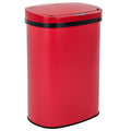 BestOffice 13 Gallon Stainless Steel Trash Can with Lid - Red (Automatic Sensor)