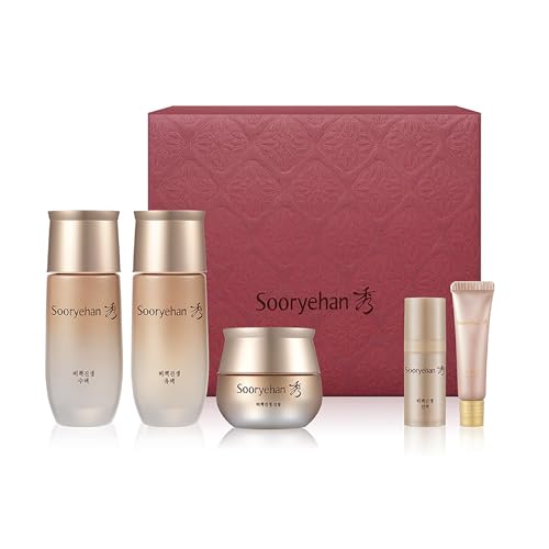 Korean Skincare Gift Set with Toner, Emulsion, Cream & Serum - Anti-Aging & Firming
