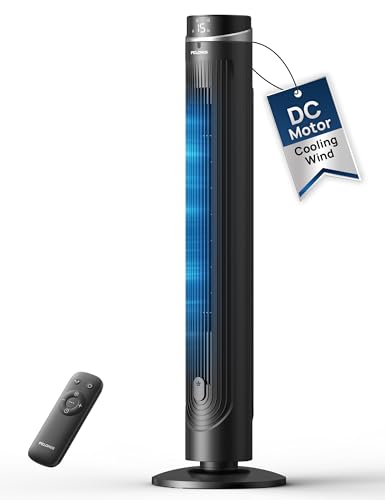 Ultra DC Motor 42-Inch Oscillation Tower Fan for Bedroom with Remote - Black