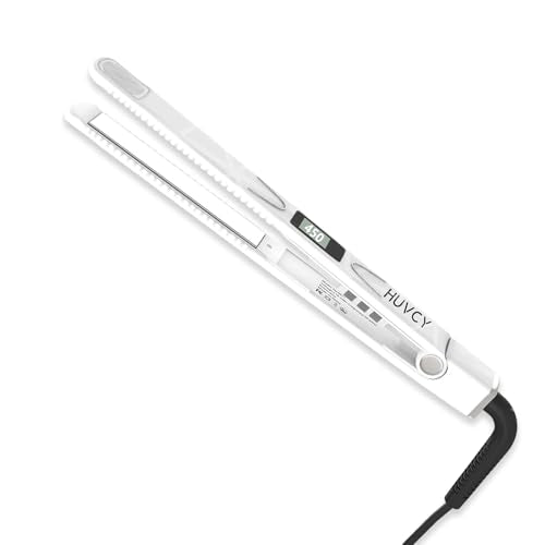 White 1-Inch Hair Straightener - Fast Heating Dual Voltage Flat Iron for Frizz-Free Shine
