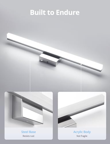 6000K 24 Inch Bathroom Mirror Wall Lights - 2 Pack Chrome Modern Fixtures