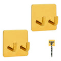 Snailhouse Razor Holder for Shower, 2 Pack Stainless Steel Self Adhesive Bathroom Razor Shaver Towel Hooks Hanger Stand for Wall, Gold