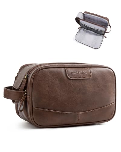 Large Toiletry Bag for Men - Water-Resistant PU Leather, 8L Coffee