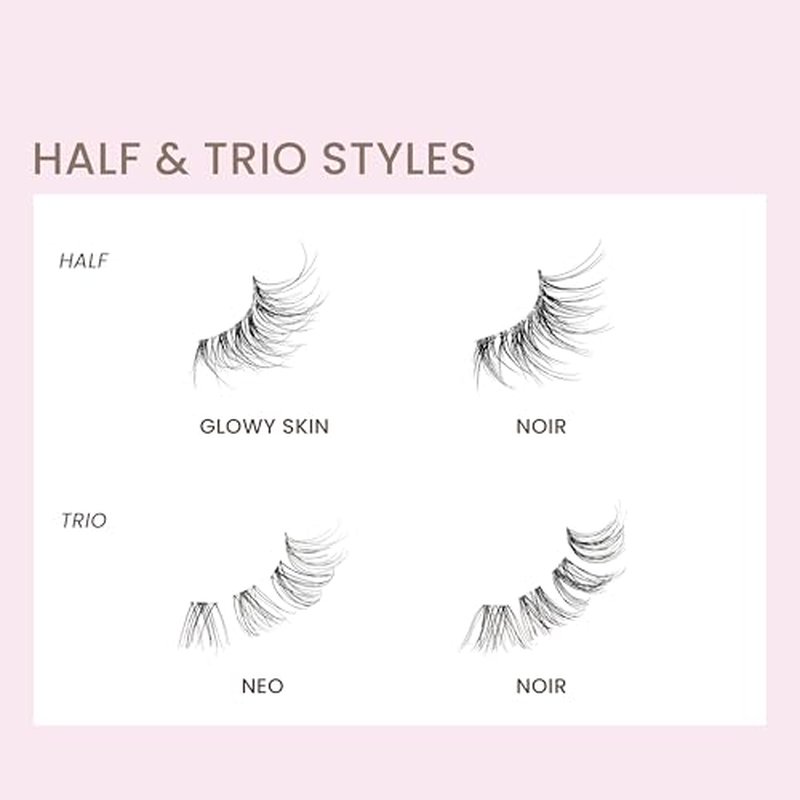 KISS The New Natural False Eyelashes, Easy to Apply, Reusable Fake Lashes, Cruelty Free, Includes 24 Short & Medium Length (12mm-16mm) Natural Volume Trio Lash Clusters - Style ¡®Noir¡¯ (Pack of 3)