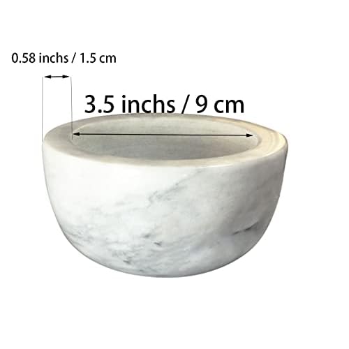 Marble Shaving Bowl£¬Handcrafted White Marble Later£¬Shaving Soap & Cream Bowl for Men£¬Lather Mug with Interior Grooves Builds a Rich.