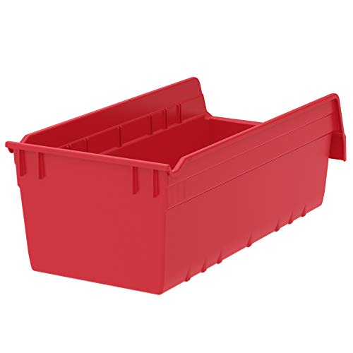 Red Plastic Nesting Storage Bins - 18x8x6 Inches, 8-Pack