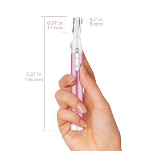 Upgraded Eyebrow Trimmer, Precision Electric Eyebrow Razor for Women Battery-Operated Facial Hair Remover with Comb No Pulling Sensation Painless for Face Chin Neck, Upper-Lip, Peach-Fuzz