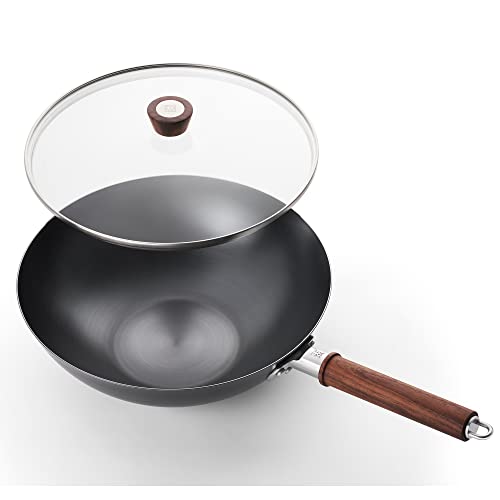 ZWILLING 12-inch Carbon Steel Wok with Lid - Black, High-Heat Cooking