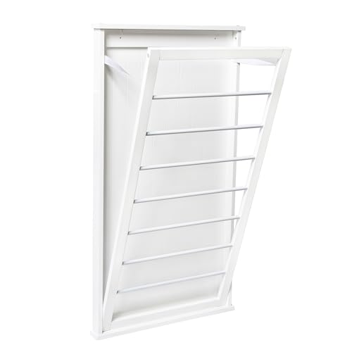 Wall-Mount Wooden Clothes Drying Rack 30 lb Capacity White Space-Saving