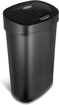 13 Gallon Motion Sensor Trash Can - Black Stainless Steel, Hands-Free Lid
