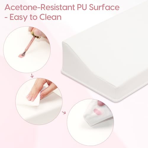 Delanie Nail Tech Arm Rest with Elbow Support - 21.65" Wide Soft Cushion Comfortable Ergonomic Manicure Hand Rest Pillow for Manicurist, Nail Desk Salon Supplies, Standard 21.65" Version