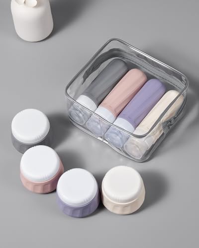 Mrsdry Travel Size Toiletries Set 3oz Silicone Bottles & Jars with Clear Travel Bag - Red Rock Variation