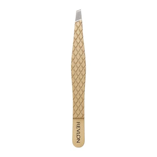 Revlon Gold Series Slanted Tip Tweezers Pack of 2 - Ultra-Sharp Facial & Eyebrow Grooming