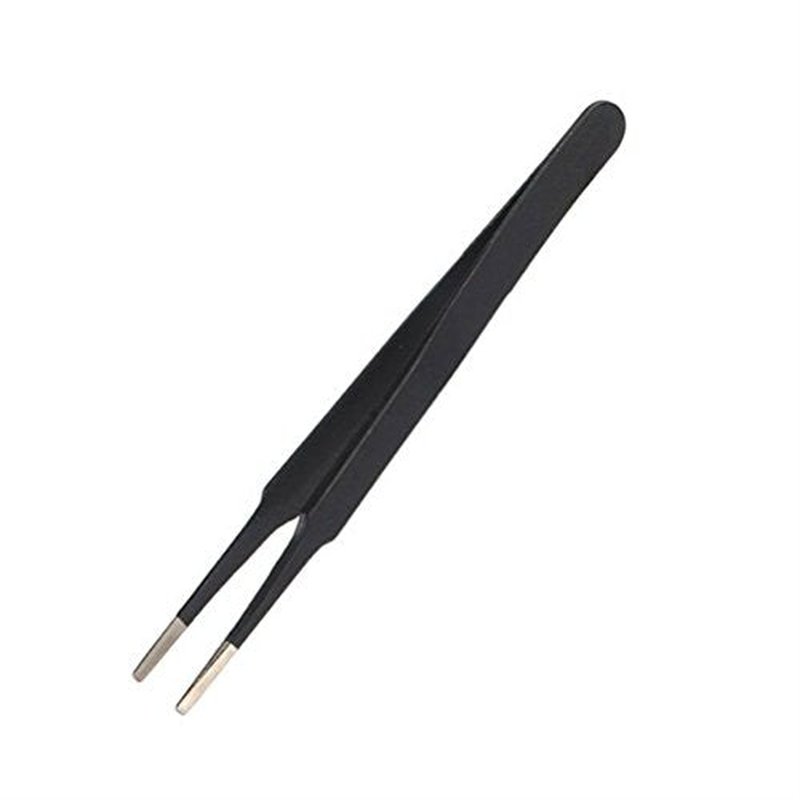 AKOAK 4 Pcs ESD Tweezers Set Anti-Static Tweezers Stainless Steel Tweezers for Eyelash Extension,Electronics, Jewelry-making - Straight and Curved Tip Tweezers - Black
