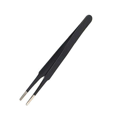AKOAK 4 Pcs ESD Tweezers Set Anti-Static Tweezers Stainless Steel Tweezers for Eyelash Extension,Electronics, Jewelry-making - Straight and Curved Tip Tweezers - Black