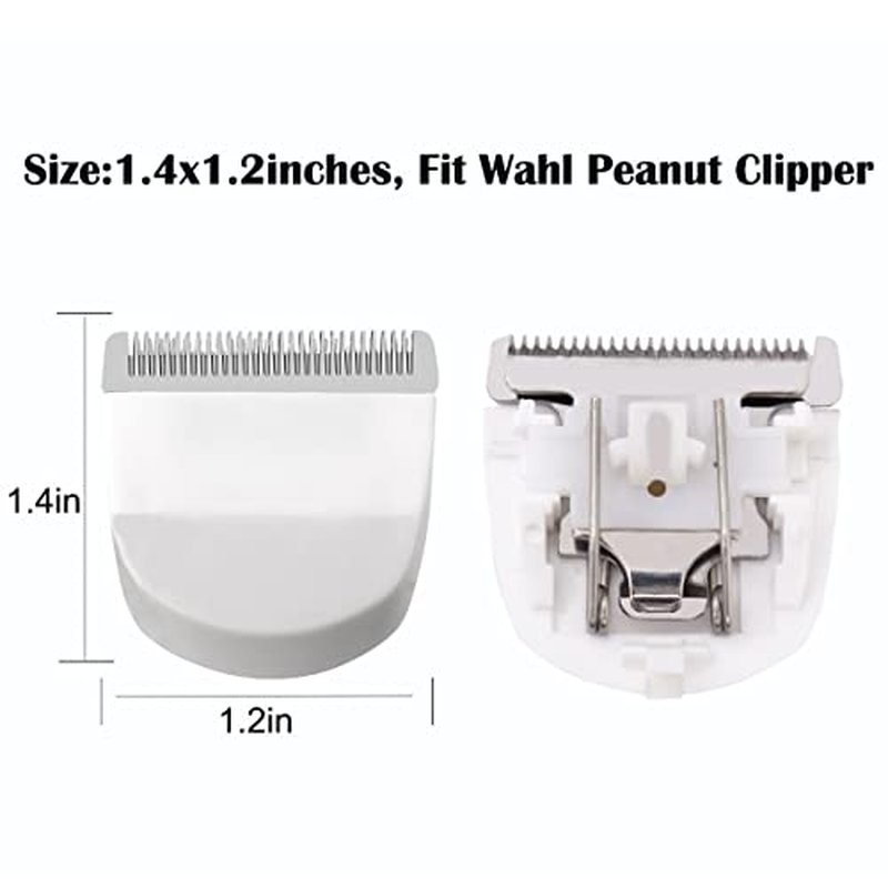 2 Pack Professional Peanut Clipper/Trimmer Snap On Replacement Blades #2068-300 - Compatible with Wahl Peanut Hair Clipper/Trimmer, Black (White 2 Pcs)