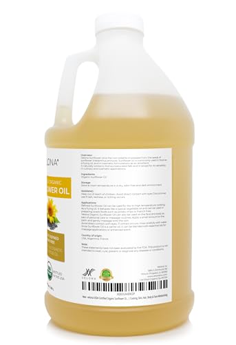 Velona USDA Organic Sunflower Oil 4 Pound (64 Fl Oz) High Oleic Refined