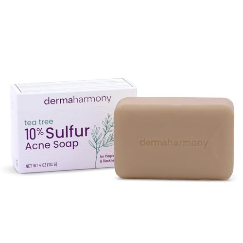 Sulfur Acne Bar Soap - 10% Sulfur with Tea Tree Oil - Pack of 3, 4 oz Bars