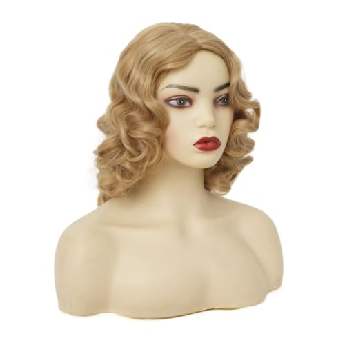 Blonde Finger Wave Wig for Women 1920s Vintage Style Synthetic Hair - Side Part