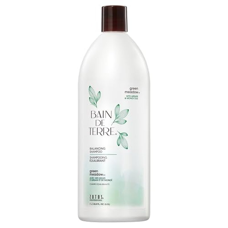 Bain de Terre Green Meadow Balancing Shampoo, Gentle Cleansing for Soft, Silky Hair with Argan & Monoi Oils, Paraben-Free, Color-Safe