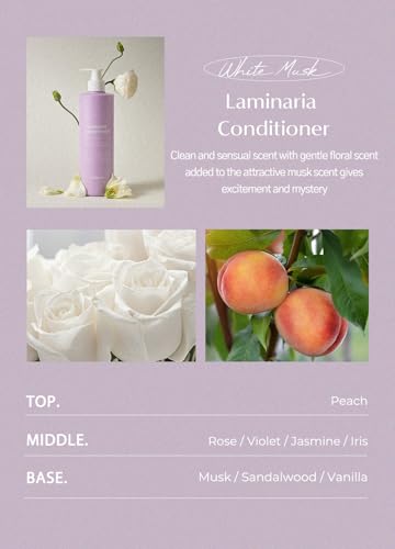 laferme Laminaria Hair Conditioner with Organic Ingredients for Damaged, Dry, Frizzy Hair - White Musk Scent, 33.8 Fl Oz