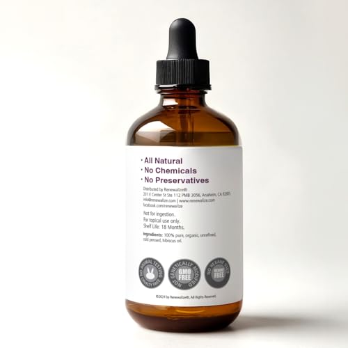 Renewalize Virgin Organic Hibiscus Seed Oil - Unrefined Cold Pressed 4oz for Skin & Hair