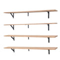 47 Inch Set of 4 Long Floating Wall Shelves - Black Wood Book Storage