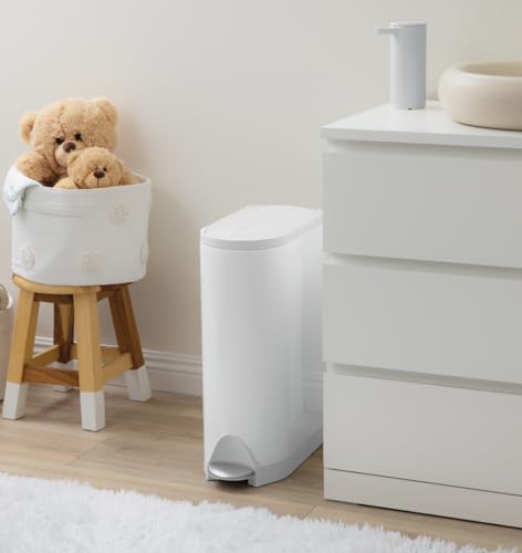Simplehuman Butterfly Step Can 18L Trash Can with Odor Control - White Steel, Diaper Can Variant