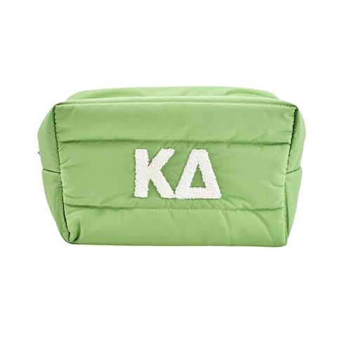 Kappa Delta Puffer Makeup Bag - Sorority Travel Cosmetic Case with Zipper