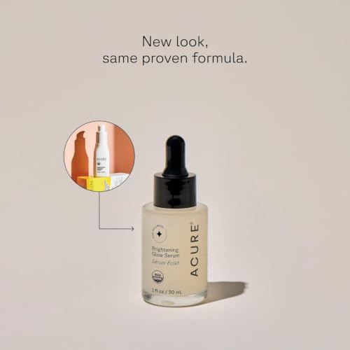 Acure Brightening Glow Serum 1 Fl Oz - Anti-Aging Face Serum, Vegan & Hydrating
