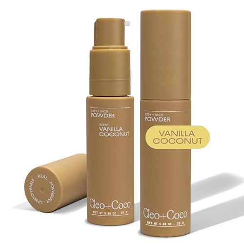 Cleo+Coco Vanilla Coconut Dry Shampoo & Body Powder 88oz (Pack of 2) – Talc-Free, Aluminum-Free