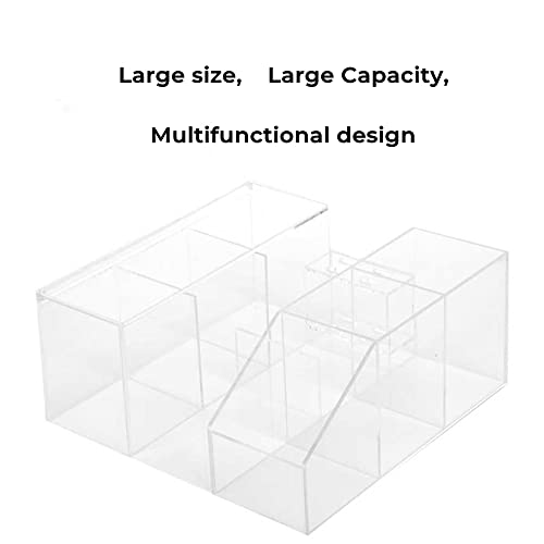 LIXIMMAZN Transparent Acrylic Large Capacity Makeup Organizer with Lash & Brush Storage