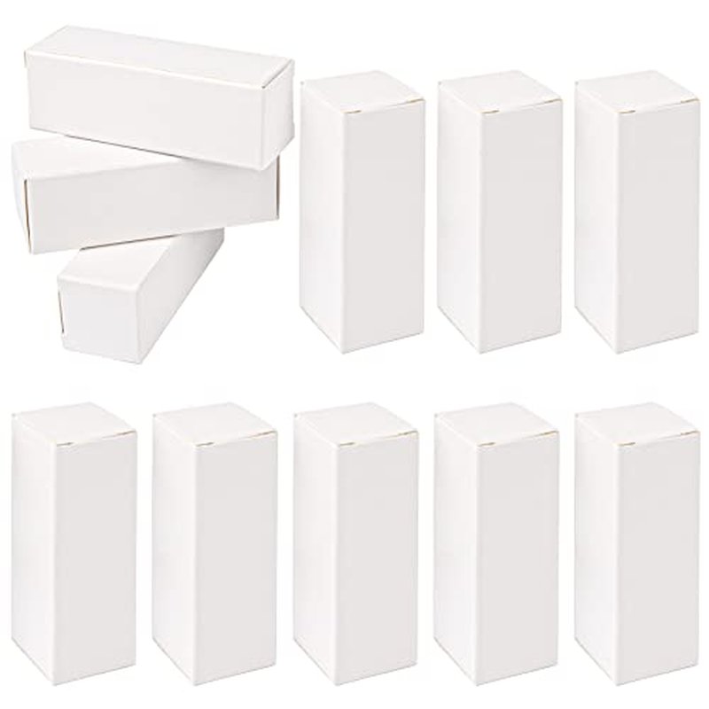 AUEAR, 50 Pack White Kraft Paper Lipstick Boxes Empty Lip Gross 3.35"x1.1"x1.1" Rectangle Balm Perfume Essence Oil Packaging Cases for DIY Gloss Gift Packing