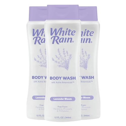 White Rain Lavender Moisturizing Body Wash for Women & Men - Lavender Body Wash for Dry Skin, Gentle Paraben-Free Formula with Botanical Extracts for Everyday Use, 12 fl oz, Pack of 3