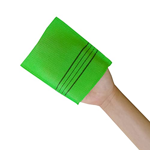 The Original Korean Exfoliating Mitt Body Scrub. Asian Exfoliating Bath Washcloth for Dead Skin, Bath Sponge,Body exfoliate Glove. (green4 red4 yellow4)