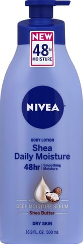 NIVEA Shea Nourish Body Lotion for Dry Skin with Hyaluronic Acid, Shea Butter and Deep Nourishing Serum, 48-Hour Body Moisturizer, 16.9 Fl Oz Pump Bottle