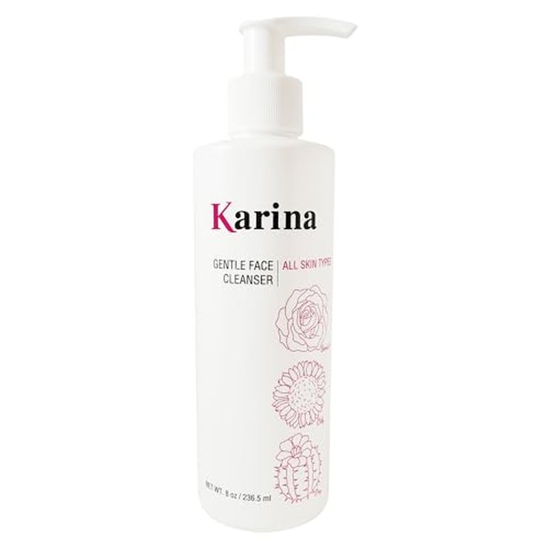 Karina Skincare - Gentle Face Cleanser - Daily Cleanser - For Clean, Fresh, Soft Skin - Removes Makeup - Aloe Vera, Rosemary, & Gingko biloba Extracts - Designed For All Skin Types - 8oz