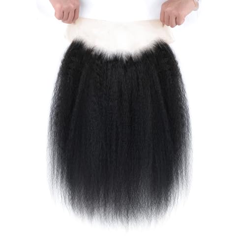 Kerriana 12 Inch Kinky Straight Lace Frontal Human Hair 13x4 Natural Yaki Closure