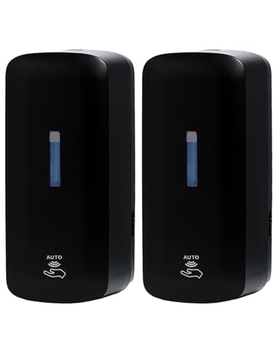 Automatic Touchless Soap Dispenser 2-Pack, 40 oz Capacity Wall Mount for Commercial & Home Use - Black