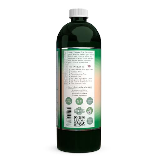 Silver Tongue Oral Care Colloidal Silver Mouthwash - 16 Fl Oz - All Natural, Vegan, Fluoride-Free, Essential Oil Blend