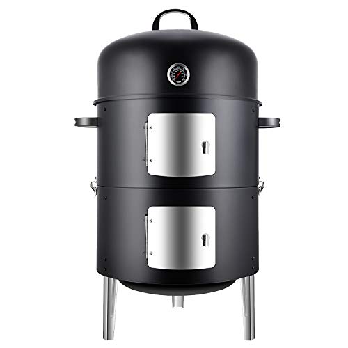 Realcook 17 Inch Steel Charcoal Smoker - Classic Vertical BBQ Grill