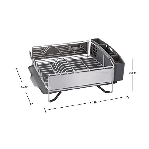 KitchenAid Compact Space Saving Dish Rack with Flatware Caddy - Gray