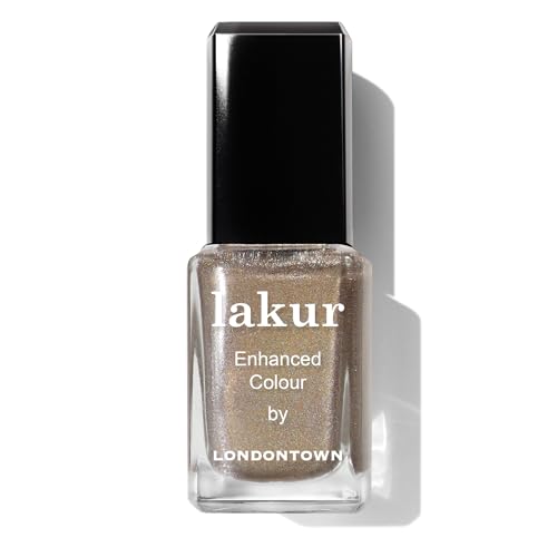 LONDONTOWN lakur Nail Polish ? Gel-Like Shine, Long-Lasting Color, Strengthens & Hydrates Nails with 21+ Free Clean Formula and Pro-Contour Brush, You're Golden, 0.4 Fl Oz