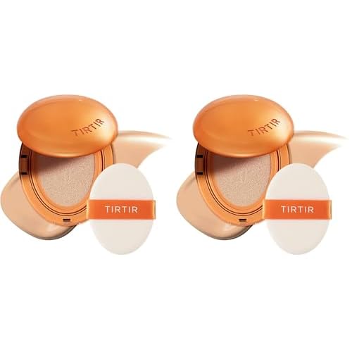TIRTIR Mask Fit Ai Filter Cushion Foundation | AI-Like Semi-Matte Finish - Up to 72-Hour Medium to Full Coverage Korean BB Cushion Make up Beauty, #23N Sand, 0.63 Fl Oz (Pack of 2)
